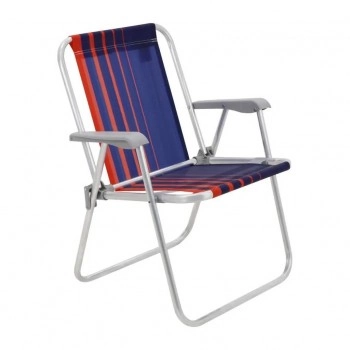 KIT 6 CADEIRA PRAIA [ALUMINIO] TRAMONTINA SAMOA AZUL/LARANJA